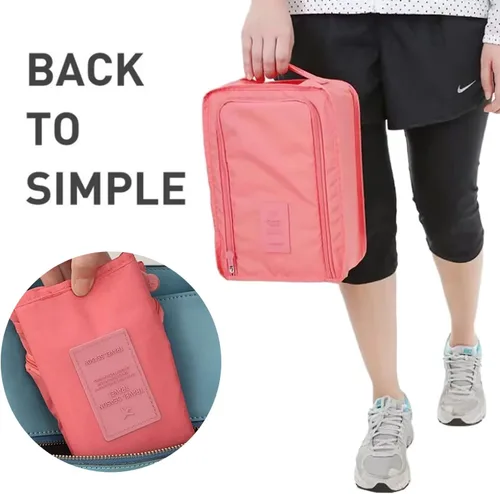 Vista 5 de Bolsa de viaje para zapatos de 3 piezas, organizador plegable impermeable para zapatos, artículos esenciales de viaje para volar, bolsa de viaje