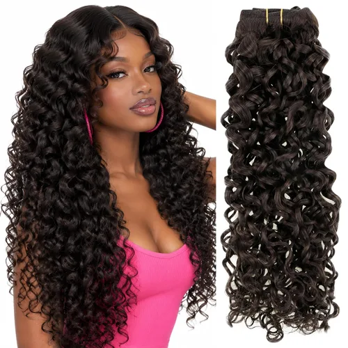 Vista 15 de Hetto Extensiones de cabello humano rizado con clip, color negro, 14 #1 Negro Azabache