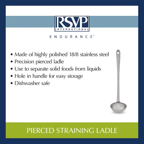 Vista 8 de RSVP International Endurance Kitchen Collection - Herramientas coladoras perforadas, cucharón, acero inoxidable 18/8
