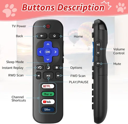 Vista 3 de Control remoto de repuesto para Roku TV con funda protectora suave, control remoto universal para TCL Roku/Hisense Roku/Onn Roku/Sharp Roku/Element