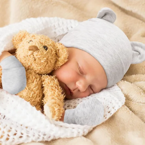 Vista 6 de Gorro y manoplas para bebé recién nacido, gorro de algodón para bebés y niños pequeños, prematuro para 0-3 meses