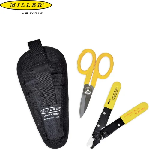 Vista 4 de Miller Kit MA01-7000, FO 103-T-250-J de 3 agujeros de fibra óptica de cable de fibra óptica y tijeras KS-1 Kevlar, juego de herramientas fácilmente