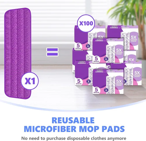 Vista 3 de Almohadillas de repuesto reutilizables compatibles con Swiffer PowerMop, repuestos de microfibra para mopa eléctrica, lavables a máquina