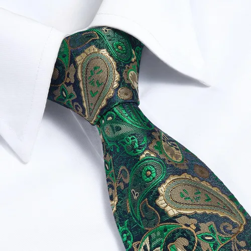 Vista 193 de HISDERN Corbatas para hombre, corbata de cachemira y bolsillo cuadrado tejido clásico floral para hombre, corbata de fiesta de boda