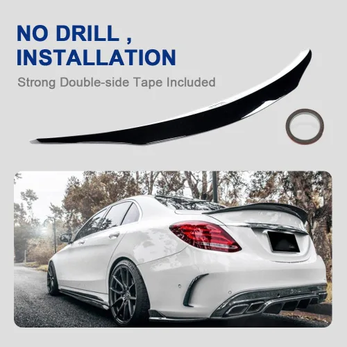 Vista 5 de Alerón de maletero compatible con Mercedes Clase C W205 Sedan 2015-2021, tapa trasera para maletero Highkick Wing Lip Factory Outlet (ABS)