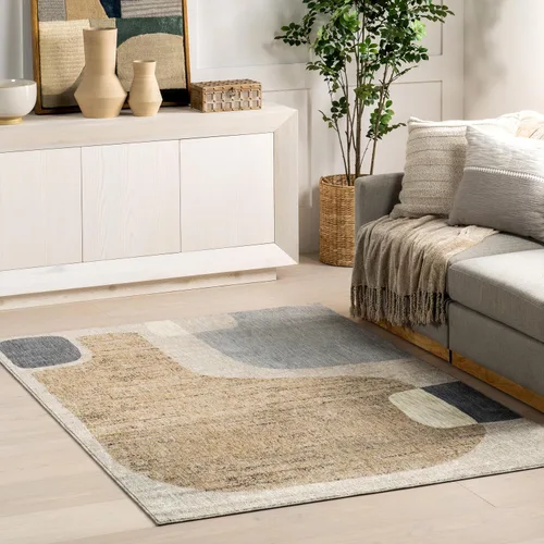 Vista 8 de Nuloom Aadhya - Alfombra geométrica de 2 x 8 pies para sala de estar, dormitorio, comedor, entrada, pasillo, color marrón claro