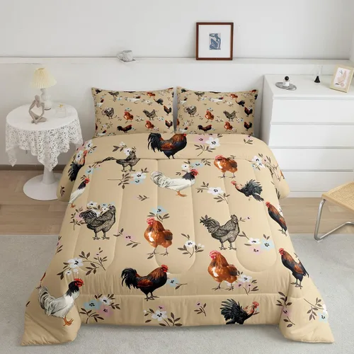 Vista 26 de Erosebridal Juego de ropa de cama a cuadros azul para niños, juego de cama individual con diseño de patos amarillos de dibujos animados, juego