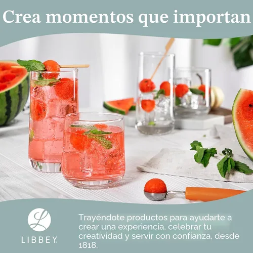 Vista 6 de Libbey Ascent Tumbler and Rocks - Juego de 16 vasos de vidrio con curvatura, juego de cristalería versátil para fiestas y más