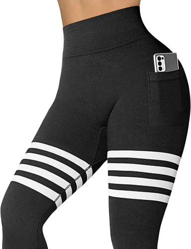 Vista 3 de DREAMOON Leggings cruzados sin costuras con levantamiento de glúteos para mujer, pantalones de yoga de cintura alta, pantalones de gimnasio