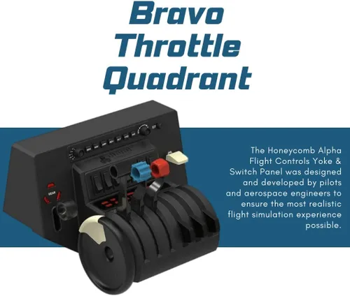 Vista 4 de Honeycomb Alpha Flight Controls Yoke con panal aeronáutico Bravo acelerador Quadrant Bundle 2 artículos