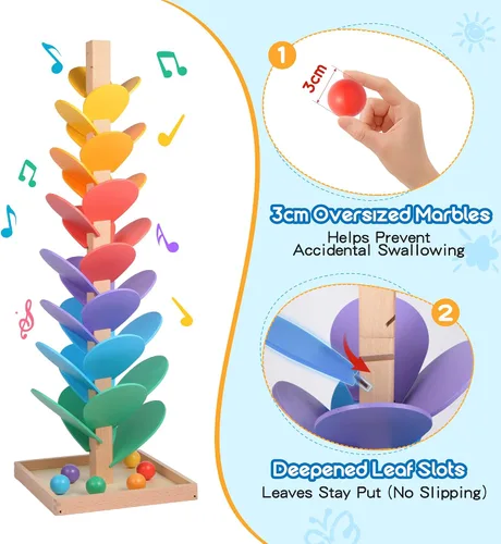 Vista 5 de Gotoofun Árbol musical de madera con diseño de mármol incluye bola de Arco iris clásico