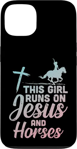 Vista 7 de Funda de regalo para iPhone 16 Girl Runs Jesus Horses Christian Horseback Equestre