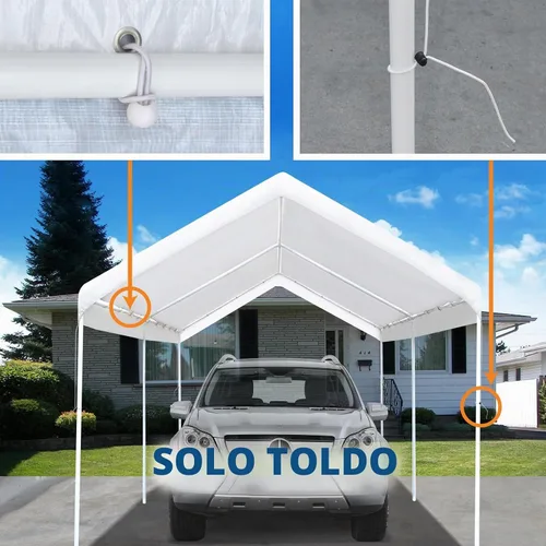 Vista 7 de YardGrow Cubierta de toldo de repuesto para cochera de 10 x 20 pies para tienda de campaña, cubierta de refugio de garaje con bolas elásticas