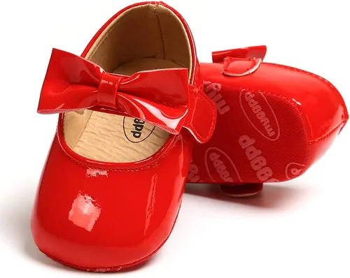 Vista 3 de SOFMUO Mary Jane - Zapatos planos con lazo, zapatos de ballet para niñas pequeñas, primeros caminantes, para boda, Navidad, zapatos de vestir