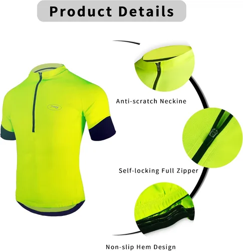Vista 2 de Dooy Camiseta de ciclismo para hombre, manga corta, con bolsillos, transpirable, de secado rápido