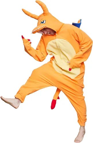 Vista 2 de Dodheah Mameluco de dragón para adultos disfraz de anime disfraz de dibujos animados pijama de Navidad Halloween para hombres mujeres y adolescentes