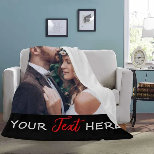 Vista 5 de YESCUSTOM Manta de fotos personalizada con tus fotos y textos, fabricada en Estados Unidos, regalo para esposas amigas para vacaciones, cumpleaños