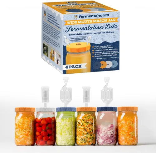 Vista 7 de Fermentaholics Juego de esclusas con ojales – 4 esclusas y 8 ojales para vino casero, cerveza, sidra, kimchi, chucrut – conservación, elaboración