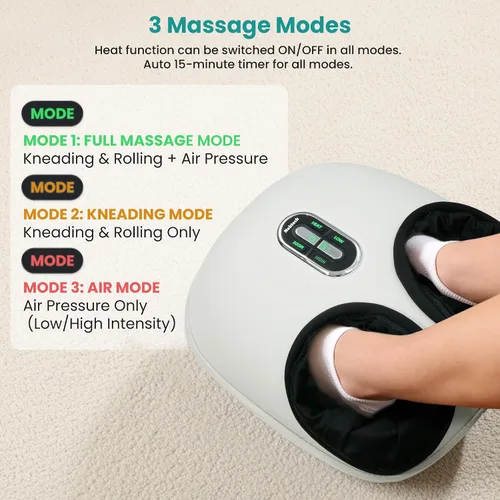Vista 3 de Nekteck Shiatsu - Máquina masajeadora de pies con calor relajante, terapia de amasamiento profundo de compresión de aire elegible por la FSA