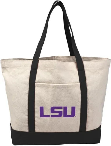 Vista 389 de Campus Lab Bolsa de lona con logotipo primario colegiado con bolsillo externo, bolsa de hombro reutilizable para ir de compras, playa Águilas A&m