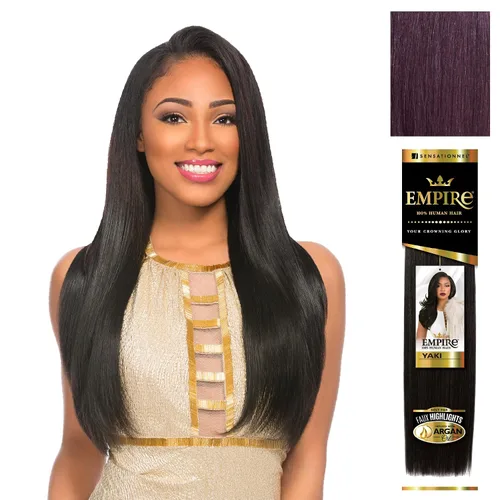 Vista 23 de Sensationnel - Cabello humano Empire Yaki, tejido sin enredos para un tejido rápido y estilo cosido para conseguir reflejos artificiales, paquete