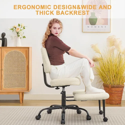Vista 8 de Silla de meditación con patas cruzadas, exquisitos muebles de oficina en casa, ergonómico arrodillado con soporte lumbar y taburete de altura Beige