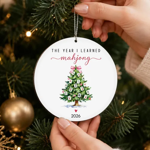 Vista 3 de Mahjong Adornos de Navidad 2026, adorno de Mahjong para árbol de Navidad