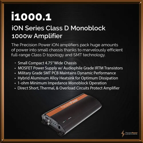 Vista 4 de Precision Power i1000.1 650W Clase D Monoblock Amplificador