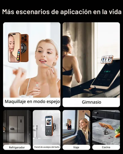 Vista 6 de Soporte magnético para teléfono con vacío de rotación de 360° mejorado para iPhone 18 Negro