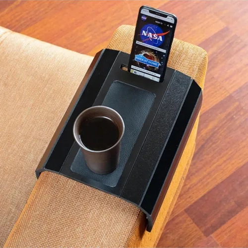 Vista 8 de Bandeja funcional de madera para sofá Mesa de brazo de sofá Bandeja de brazo de sofá ajustable Mesa auxiliar de sofá Bandeja