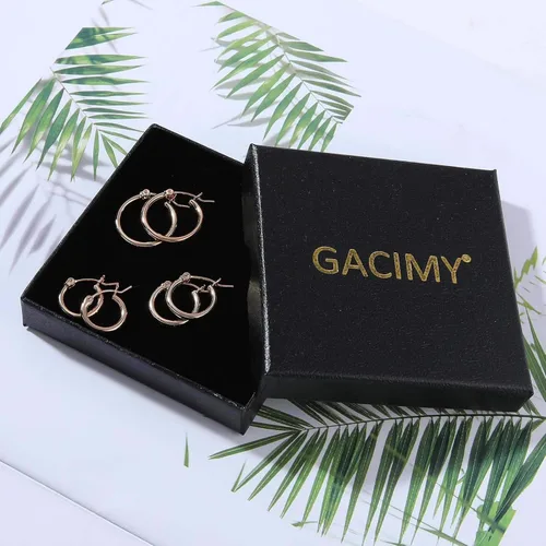 Vista 7 de Gacimy Aretes de aro de oro para mujer chapados en oro real de 14 quilates con poste de plata de ley 925