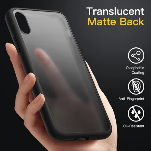 Vista 4 de JETech Funda mate para iPhone XR de 6.1 pulgadas, a prueba de golpes, protección contra caídas de grado militar, cubierta trasera translúcida