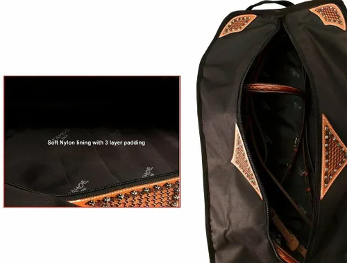 Vista 7 de Tahoe Premium Durango Western Halter, bolsa de transporte y almacenamiento - Construcción acolchada impermeable de tres capas con agarre de mano