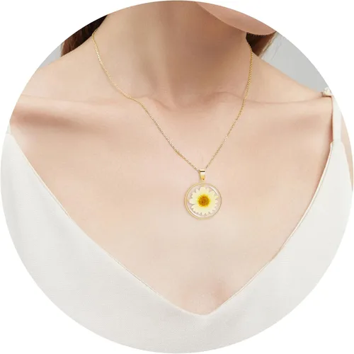 Vista 159 de Pressed Flower Necklace Gift for Women Personalized Handmade Necklaces Birth Flower Necklace