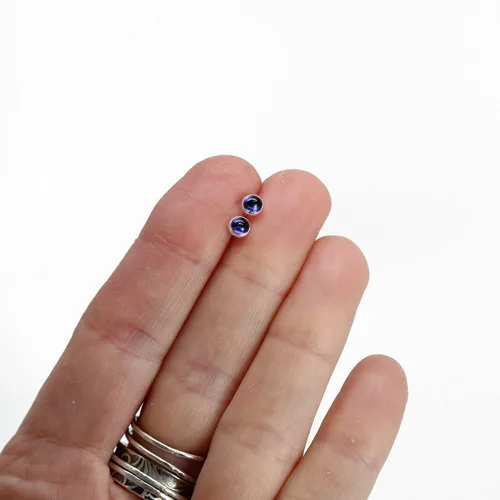 Vista 40 de Aretes de tuerca con piedras preciosas para mujeres y niñas, bisel redondo de 0.157 in de plata esterlina 925