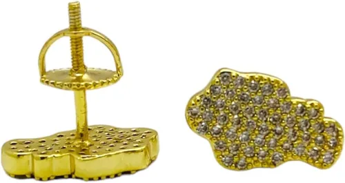 Vista 4 de Aretes de tuerca de plata de ley 925 con acabado de oro amarillo de 18 quilates para hombre