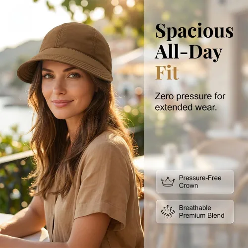 Vista 5 de Sombreros de sol UPF50+ para mujer, sombrero de pesca de ala ancha, gorra de protección UV con soporte para máscara, gorra de cola de caballo Beige