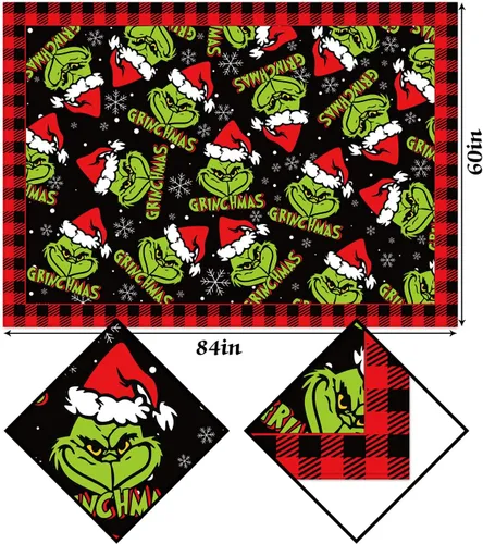 Vista 3 de Hafangry Mantel Verde de Navidad con Diseño de Árboles de Navidad para Fiestas de Invierno y Vacaciones, Decoración Rectangular para Cocina