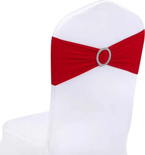 Vista 11 de Peomeise - 25 bandas elásticas de elastano negro para sillas con hebilla deslizante, para decoración de bodas y fiestas