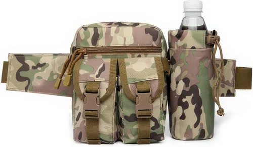 Vista 10 de Riñonera táctica con soporte para botella de agua, versátil e impermeable, riñonera militar, cinturón de utilidad para senderismo al aire libre