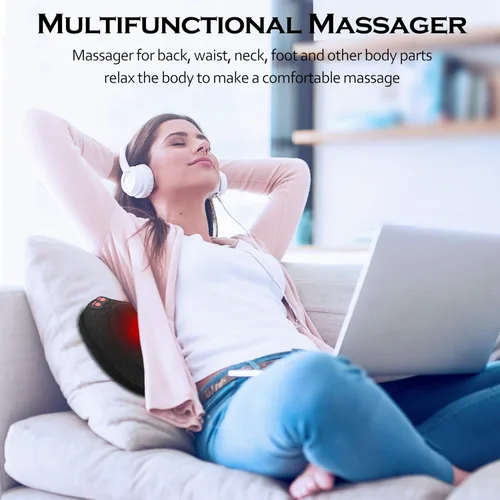 Vista 2 de Papillon - Masajeador de espalda con calor, almohada de masaje Shiatsu para cuello, hombros, pies y espalda baja, alivio del dolor de tejido