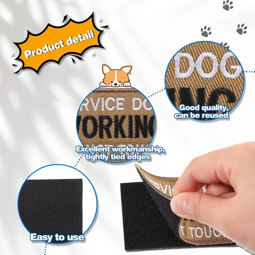 Vista 3 de MTLEE - 16 parches para perros de servicio, no te animes en entrenamiento para collar de arnés Ask to Pet Patches Removable Tactical Embroidered