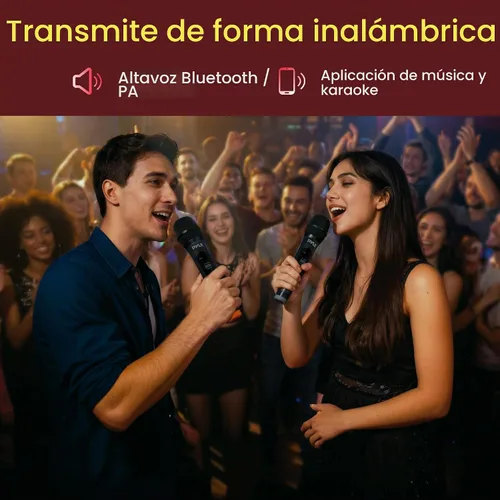 Vista 8 de Pyle Micrófonos inalámbricos, micrófonos duales UHF profesionales para karaoke, sistema de micrófono dinámico inalámbrico con receptor recargable