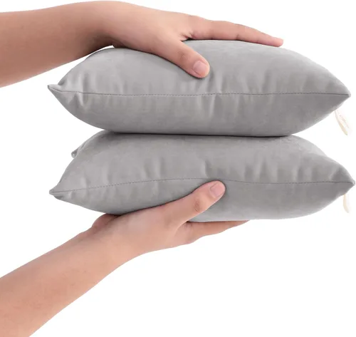 Vista 7 de FLXXIE Tiny Pillows, microfibra alternativa de plumón 11 x 7 pulgadas, gris Gris Oscuro