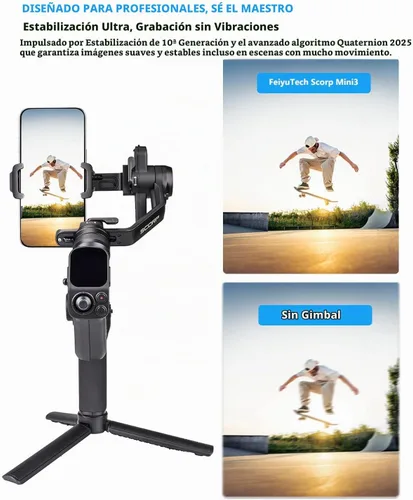 Vista 6 de FeiyuTech Scorp Mini 3 estabilizador de cardán para smartphone, cardán de teléfono de 3 ejes módulo de seguimiento de IA integrado, con ventilador