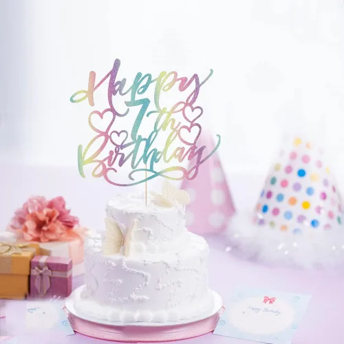 Vista 3 de Decoración de pastel de cumpleaños número 7 para niños y niñas, decoración de pastel de fiesta infantil