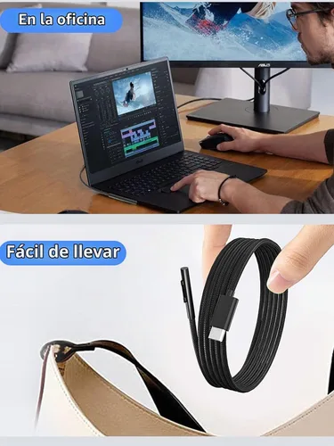 Vista 7 de PD100W USB-C Cable Cargador Compatible con Surface Pro Laptop Microsoft Surface Pro 10/9/8/7+/7/6/5/4/3/X Windows Surface Laptop 6/5/4/3/2/1 Surface