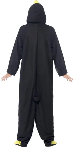 Vista 6 de Smiffys Disfraz de pingüino para hombre, con capucha todo en uno, negroblanco