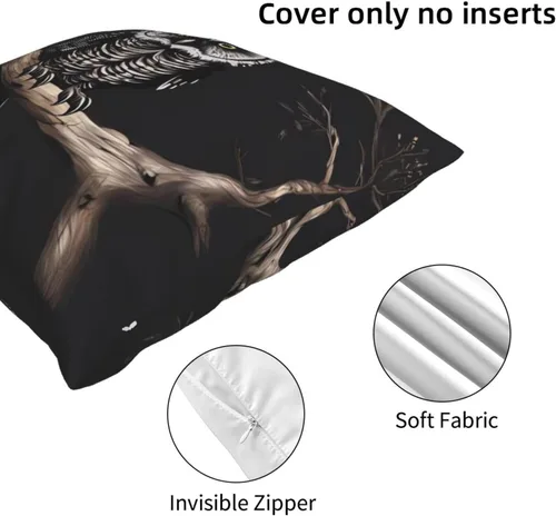 Vista 3 de Fundas de almohada decorativas de 20 x 20 pulgadas para sofá, búho nocturno de doble cara, fundas de almohada cuadradas para sala de estar, funda