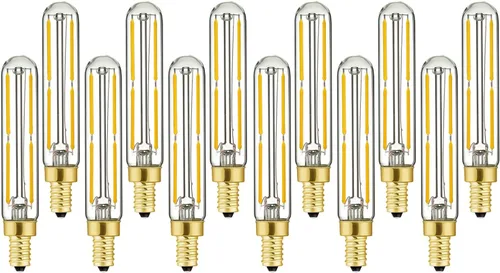 Vista 12 de Leools Bombilla LED regulable de 4 W, igual a 2500 K, ámbar blanco cálido T6 E12, bombilla de 40 vatios para candelabros, ventilador de techo